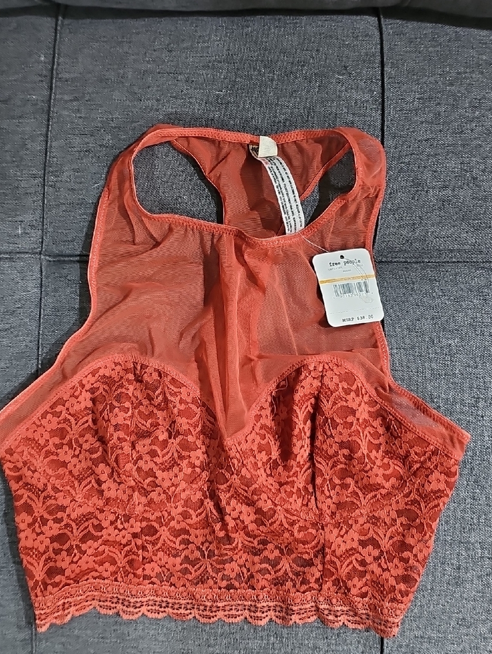 Free People Coral Lace High-Neck Bralette (B)